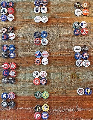 MLB FRIDGE MINI MAGNET BUTTON-U PICK TEAM-Yankees Cardinals Red Sox Astros-NEW - Image 1 of 4