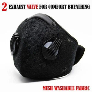3 PACK Reusable Protective Face Mask with 2 Valve and filter - Picture 1 of 3