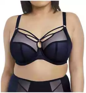 NWT Elomi EL4350 4350 Sachi Caged Plunge Underwire Bra US 36M /UK 36J Navy - Picture 1 of 5