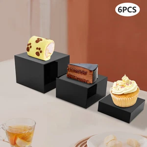 6 piezas elevadores de exhibición de acrílico cajas de acrílico cubos de anidación de exhibición de acrílico negros - Imagen 1 de 14