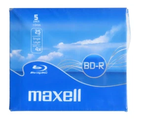 BLURAY VIERGE MAXELL 25gb 1-4x SINGLE LAYER BD-R LOT DE 5 - Photo 1/4