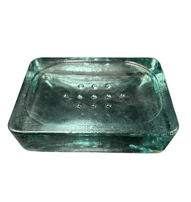 Soap Dish Recycled Glass Rectangle Thick Glass Blue Green Spain Couronne Co. - Image 1 of 4