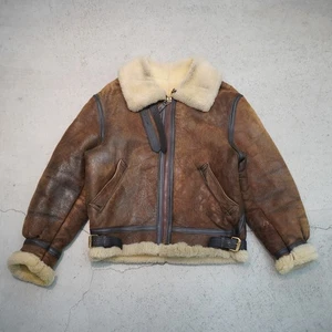 AVIREX Vintage B-3 Mouton Sheepskin Bomber Flight Jacket AC-17755 USA Made 44 - Picture 1 of 10