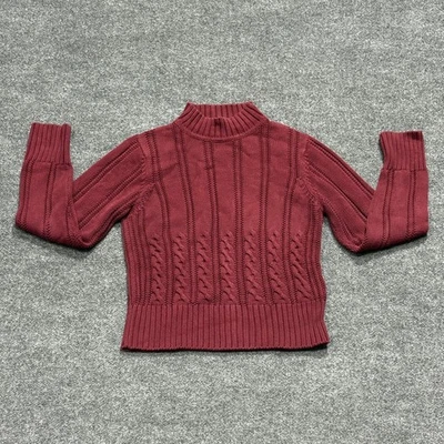Pendleton Sweater Womens Large Red Cable Knit Mock Neck Pullover Cotton Classic Foto 1 de 4