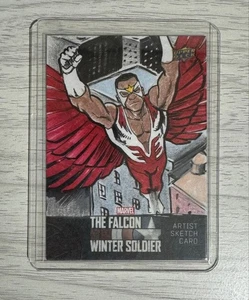 2022 Upper Deck Marvel Art Sketch Card Falcon Winter Soldier 1/1 - Picture 1 of 2