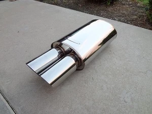 BMW E39 E38 E46 E90 E92 E60 E64 E36 M3 M5 X5 Dual 3" Slant Tip Exhaust Muffler - Picture 1 of 4