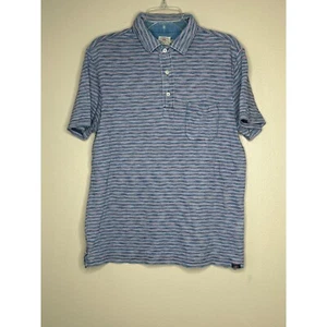 Camisa polo Faherty manga corta azul a rayas mezcla de algodón suave para hombre mediana - Imagen 1 de 8