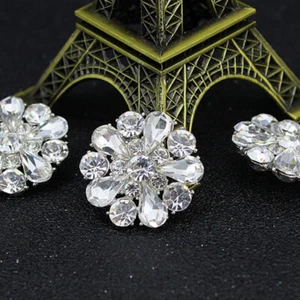 2PCS Flower Rhinestone Round Buttons Shiny DIY Sewing Accessory for Shirt Sew - Picture 1 of 7