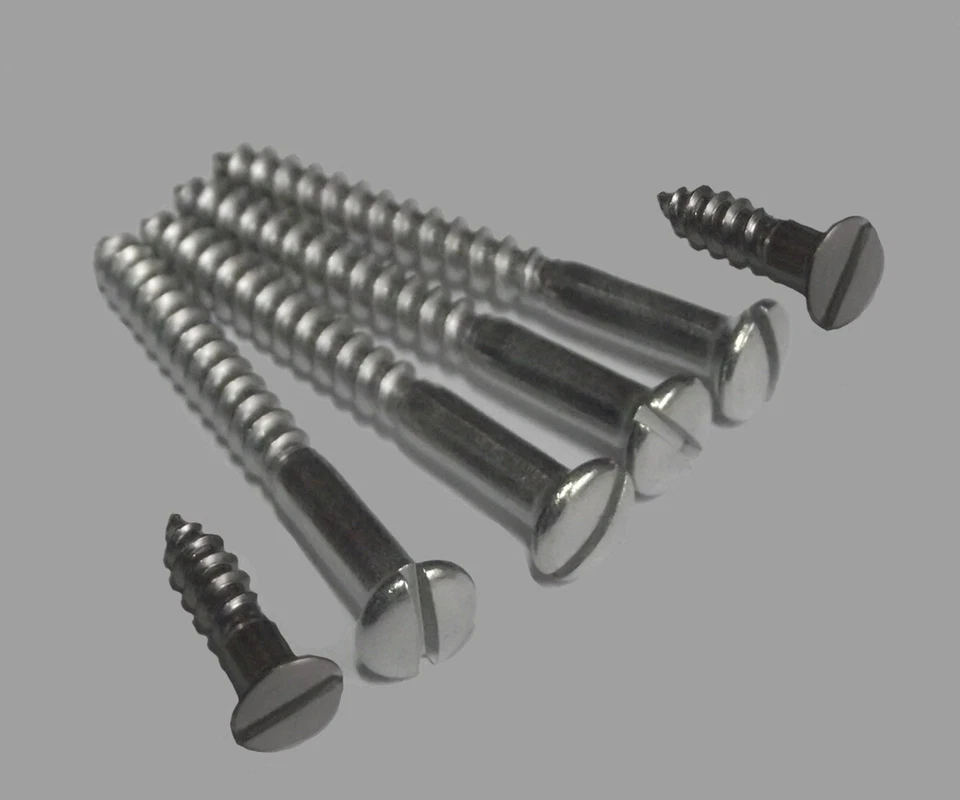 STAINLESS STEEL SLOTTED FLAT CSK OR RAISED HEAD WOOD SCREWS A2 GRADE - ALL SIZES