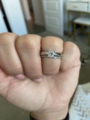 14k White Gold Engagement Ring Set (1.08 Carat Total - Size 8.25) - Image 1 of 4