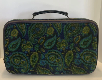 Mala Savoy Paisley Azul e Verde Vintage - Imagem 1 de 4