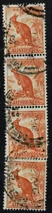 1950 ½d Kangaroo No Wmk Coil Strip of 4 with Join Used. ACSC 180bg SG228c - Foto 1 di 1