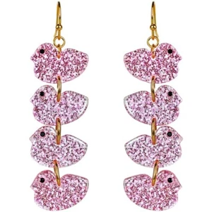 Pendientes perforados de alambre francés Kirks Folly Twinkle Chicks rosa ~Pascua~ - Imagen 1 de 4