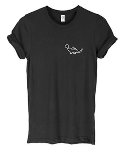Brontosaurus Dinosaur Breast Print Mens Womans Funny Unisex Pocket Print T-Shirt - Picture 1 of 7
