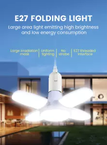 E27 Fan Foldable 28W LED Bulb AC220V/110V 40 Bulb Deformation for Home Ceiling - Picture 1 of 12