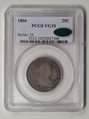 1804 25C Draped Bust Quarter PCGS VG10 (CAC) Cover