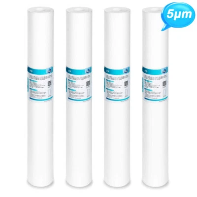 4 Pack 5 Micron 20"x2.5" Sediment Water Filter Whole House Replacement Cartridge - Image 1 of 4