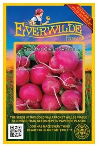 300 German Giant Radish Seeds - Everwilde Farms Mylar Seed Packet - Picture 1 of 3