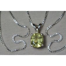 Certified Heliodor Necklace 1.34ct Solitaire Pendant Natural Yellow Beryl HE3