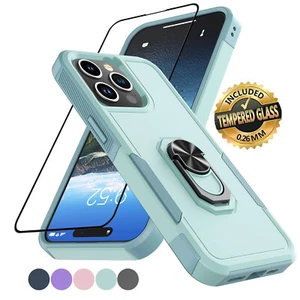 Funda para iPhone 15 Pro Max/15 Pro/15 Plus, cubierta de anillo de soporte + protector de pantalla - Imagen 1 de 56