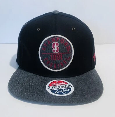 Stanford Cardinals Black & Gray Snapback Hat Cap by Zephyr  100% Cotton New - Image 1 of 4