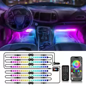 6x RGB-IC LED Car Interior Atmosphere Single Strip Lights APP & Remote Control - Picture 1 of 8