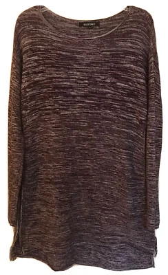 Ellen Tracy Women’s M Medium Sweater Deep Purple White Long Tunic Slit — 第 1/4 张图片