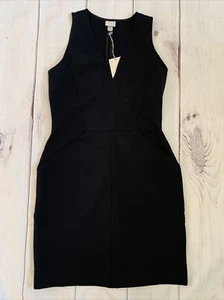 A NEW DAY Womens Size Small Black Dress Deep V Neck Body con Stretchy Pockets - Picture 1 of 6