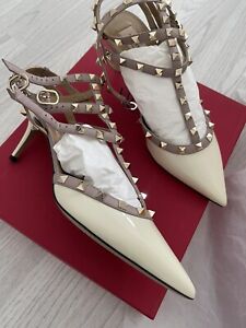 Valentino Garavani Rockstud White & Grey Shoes Size 41 UK 7 BRAND NEW BOXED