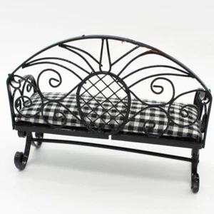 1:12 Scale Dolls House Miniatures Furniture Retro Black Sofa Chair Garden Metal - Picture 1 of 6