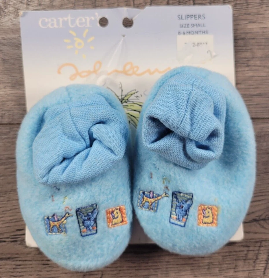 Baby Boy Girl New Carter's Vintage Size Small 0-6 Month John Lennon Blue Slipper - Image 1 of 3