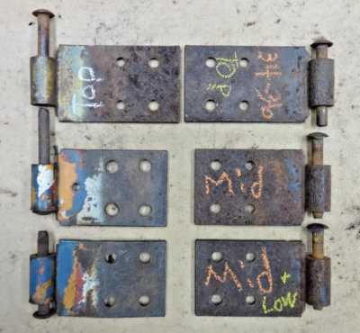 1934 1935 1936 Chevy Truck COWL SIDE DOOR HINGES Original GM set 6 A Pillar TALL - Image 1 of 4