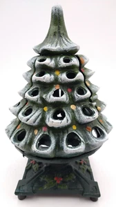 Gusseisen Weihnachtsbaum Kerzenhalter Windlicht Innen/Außen handbemalt - Bild 1 von 8
