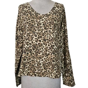 Classiques Entier Animal Print Cotten Blend Sweater Size XL  - Picture 1 of 5