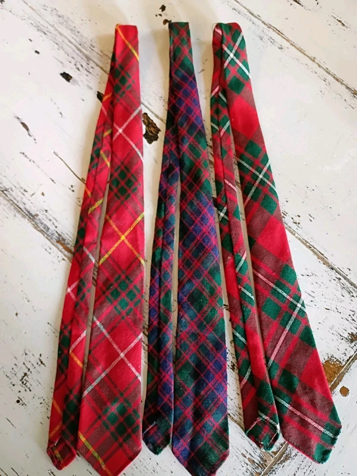 Vintage LOTE 3 Corbatas Escocia 100% Lana LEER MacDougal Bruce McDonald Tartán 38 Foto 1 de 4