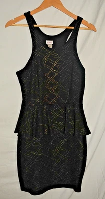 Vestido vintage Demore negro dorado metálico peplum para mujer talla grande Foto 1 de 4