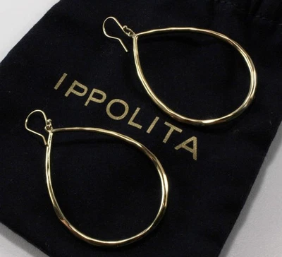 IPPOLITA 18K YELLOW GOLD SQUIGGLE CLASSICO LARGE 2.51 INCH PEAR HOOK EARRINGS - Image 1 of 4