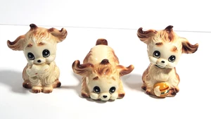 Vintage Dog Figurines Pekingese Puppies Playful Puppy Porcelain Set of 3 PLSREAD - Picture 1 of 14