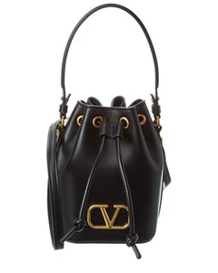 Valentino Vlogo Signature Mini Leather Bucket Bag Women's Black - Picture 1 of 4