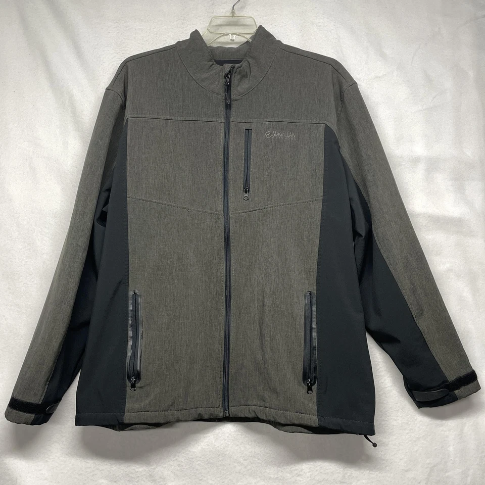 Chaqueta de exterior Magellan para hombre 3XL gris negra Softshell cremallera completa bolsillo en el pecho Foto 1 de 4