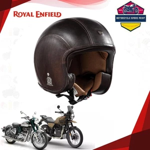 Royal Enfield Granado Neo Helmet ISI and DOT Certified Leather  Dark Brown L - Picture 1 of 7