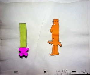 SESAME STREET Two Guys & the Letter J Words 1971 Hand-Painted Production Cel - Picture 1 of 2