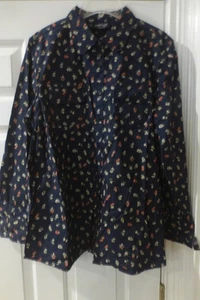 Blusa de maternidad Krazy Kat para mujer talla grande nueva con etiquetas estampado azul marino - Imagen 1 de 3