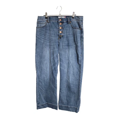 Cabi Palm Beach Crop Jeans Womens 8 Button Fly wide leg Denim Distressed Stained - Image 1 of 4