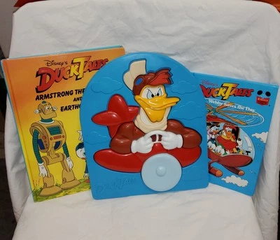 Винтажный 80-х Disney утка сказки 3D ARCO лоток головоломка и 2 книги 1989 - Изображение 1 из 4