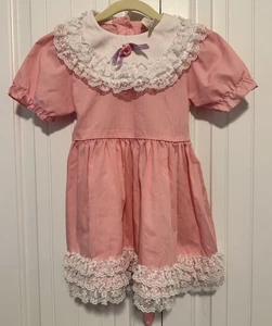 Vintage Sears Walt Disney Winnie Puuh rosa weiß Spitze Mädchen Kleid Gr. 4T USA - Bild 1 von 6