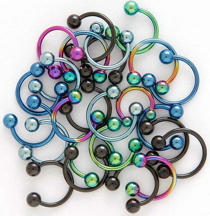 1 Pair 16G 7/16" (11mm) COLOR TITANIUM ANODIZED 316L SURGICAL STEEL HORSESHOES  - Image 1 of 1