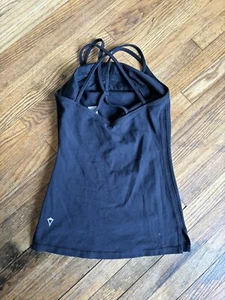 Ivivva Built In Shelf Bra Solid Black Strappy Athletic Yoga Tank Top Girl's 7 - Picture 1 of 4