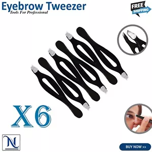 Eyebrow Tweezer Slanted Flat Tip Stainless Steel Facial Hair Remover Clip Makeup - Picture 1 of 2
