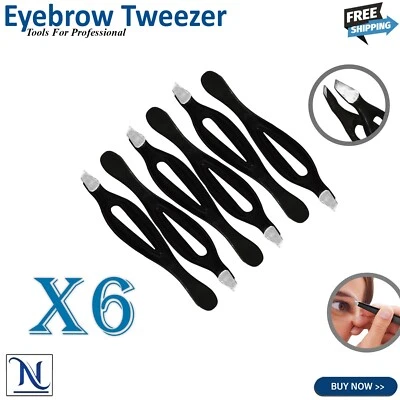 Pinza para cejas punta plana inclinada acero inoxidable depiladora facial clip maquillaje Foto 1 de 2